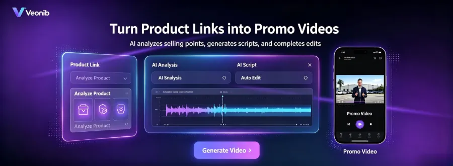Screenshot of the interface for converting a product link to video