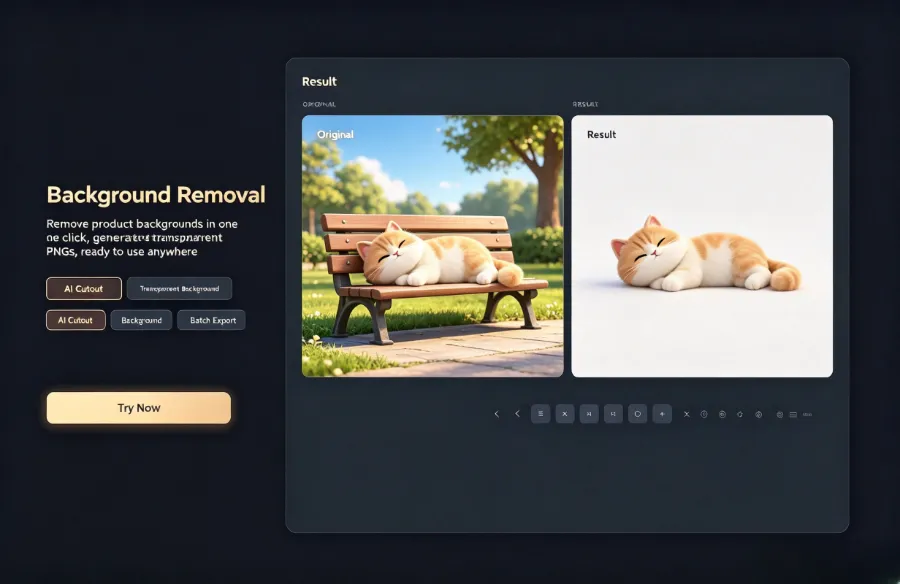 VEONIB One‑Click Background Removal Feature Interface