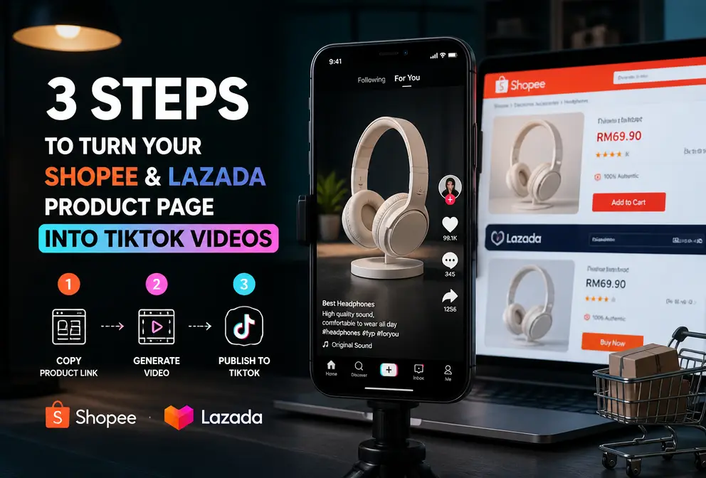 Turn Shopee/Lazada Product Pages into TikTok Videos in Three Steps
