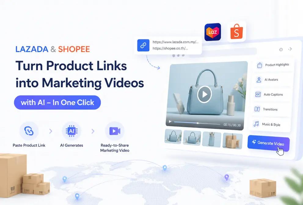 Lazada/Shopee Product Links: How to Turn Them into Marketing Videos with One Click Using AI?
