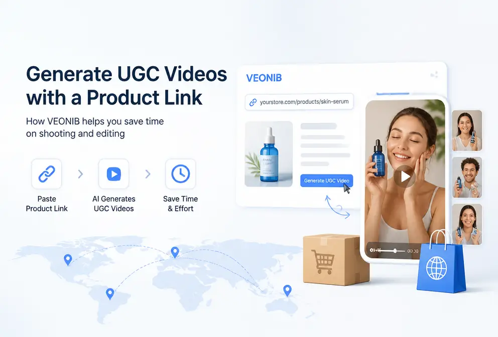 Vytvořte UGC video jedním kliknutím pomocí odkazu na produkt: Jak vám VEONIB pomůže ušetřit natáčení a střih