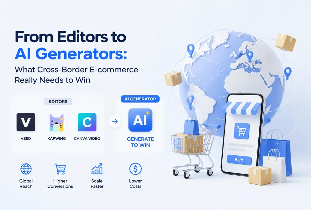 VEED, Kapwing, and Canva Video are editors; cross‑border e‑commerce needs generators