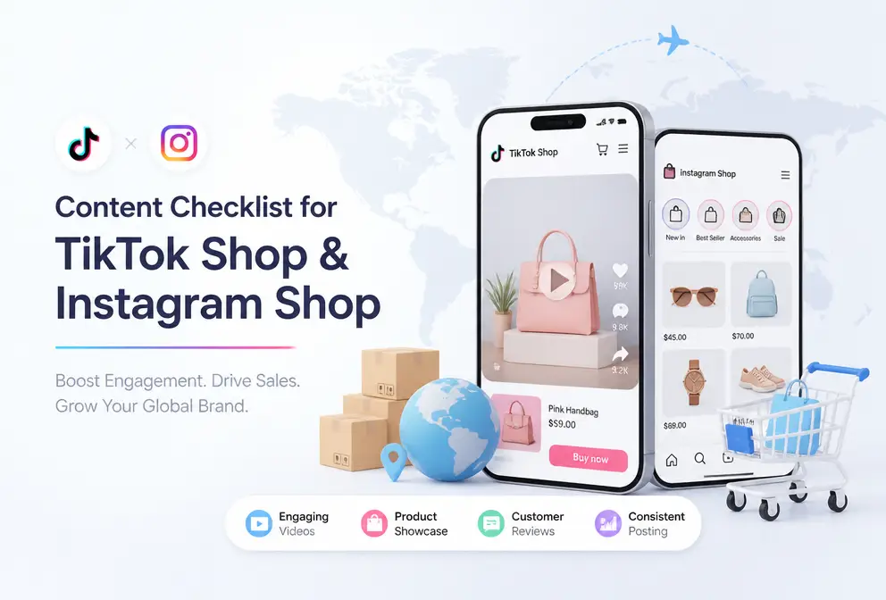 Prázdná video knihovna na domovské stránce obchodu? Obsahový operační seznam pro TikTok okno a Instagram Shop