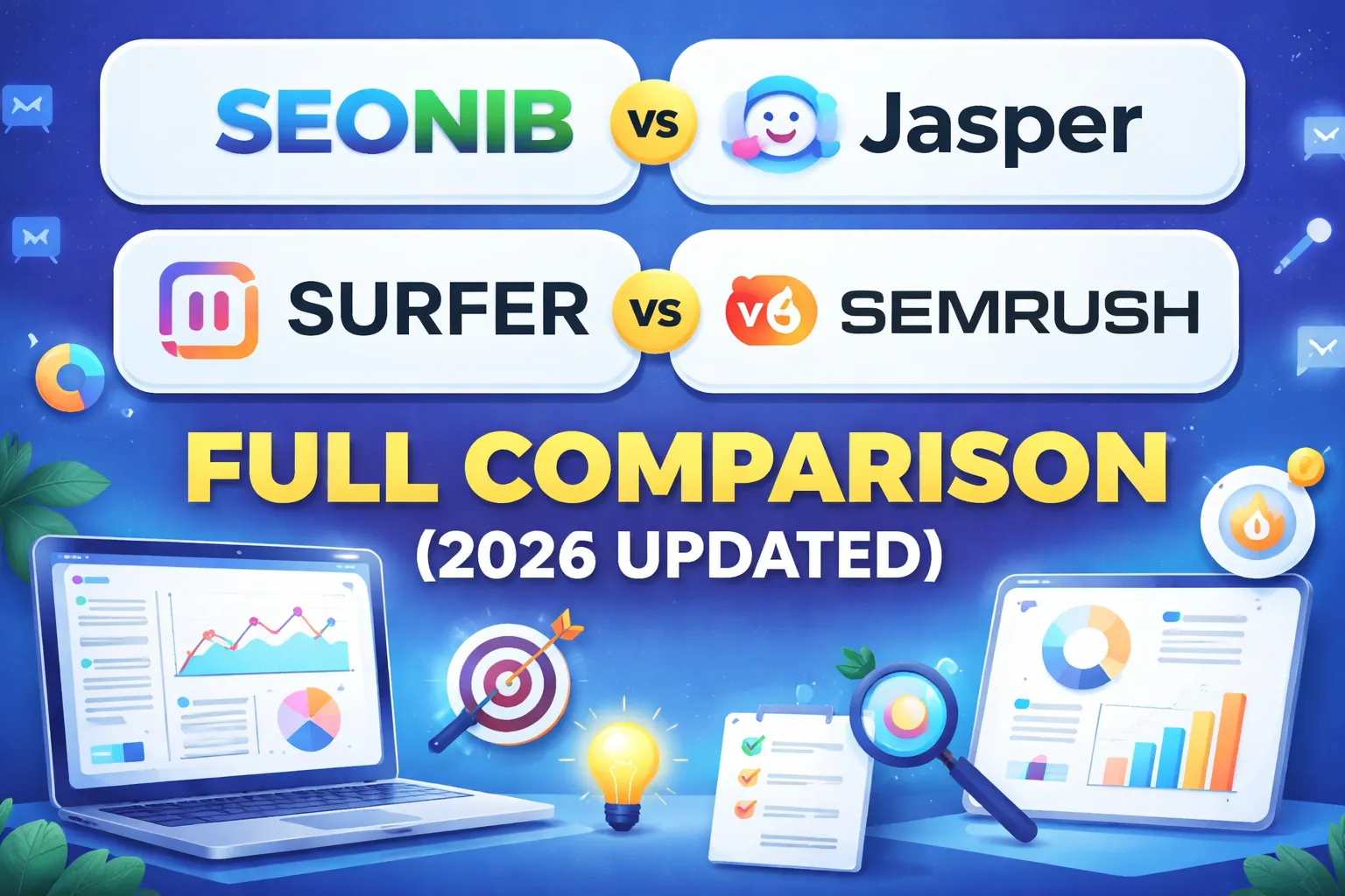 SEONIB vs Jasper vs Surfer vs Semrush: A Comprehensive Comparison (2026 Latest)