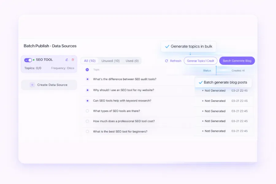 Hot topics interface screenshot