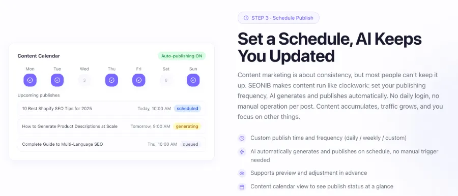 Content Schedule Interface