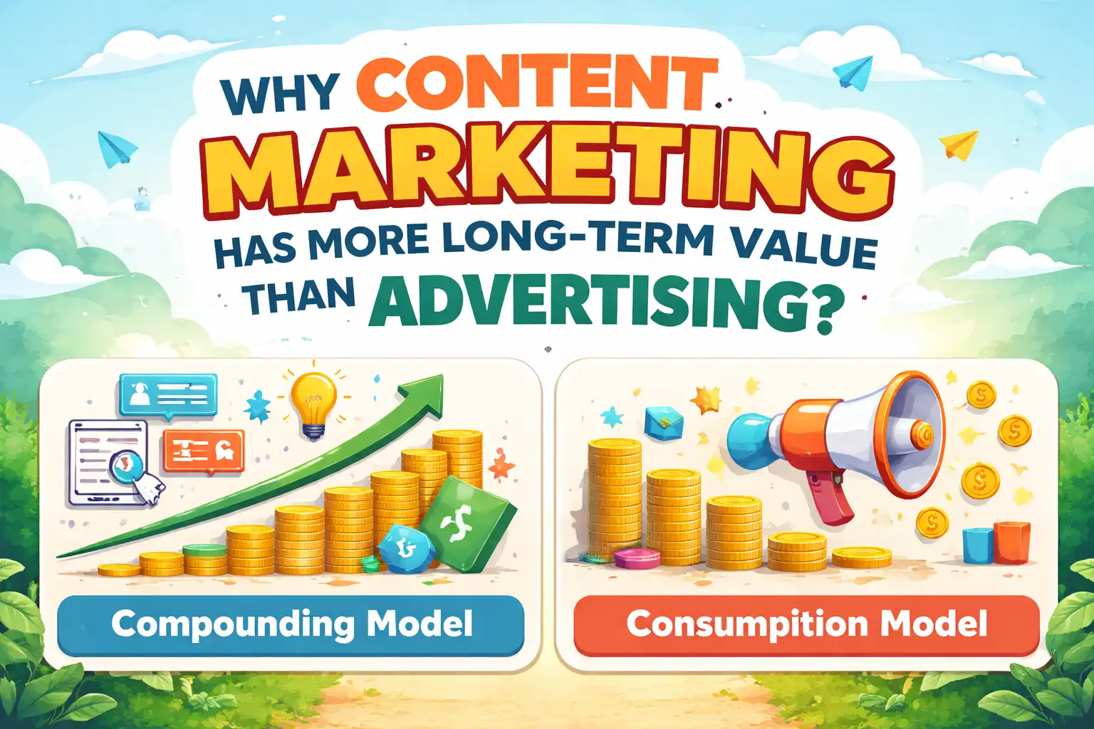 Why Content Marketing Has More Long-Term Value Than Advertising? Compound‑Interest Model vs Consumption Model