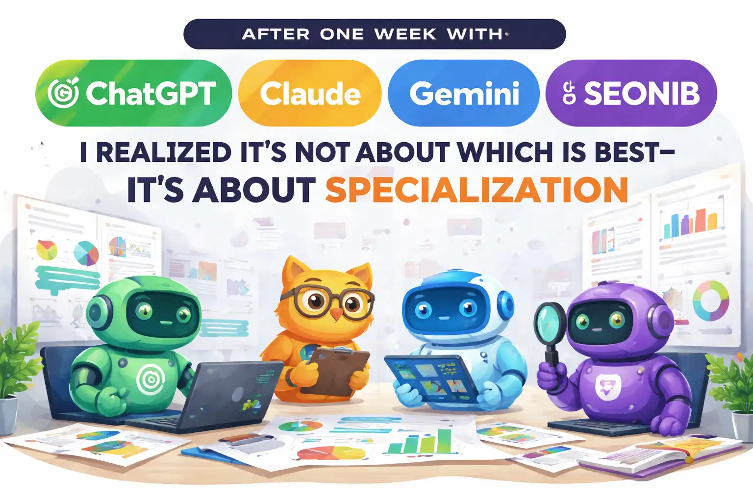 After a week with ChatGPT, Claude, Gemini, and SEONIB, I realized they’re not about who’s stronger – it’s about division of labor