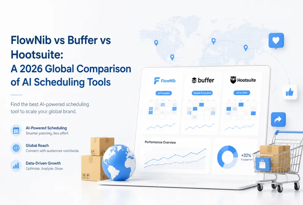 FlowNib vs Buffer vs Hootsuite：2026全球品牌AI排程工具横向测评