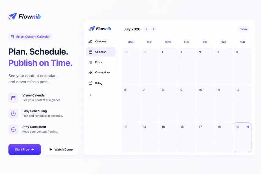 Flownib Marketing Calendar Interface