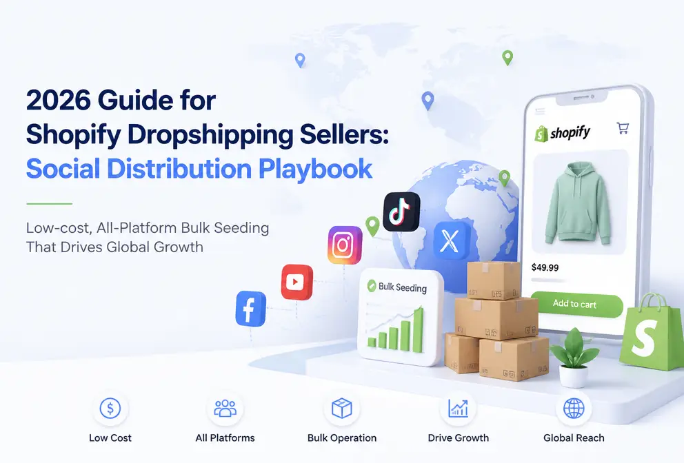 FlowNib 2026 Shopify Dropshipping Seller Social Distribution Operation Guide: Low‑Cost Full‑Platform Bulk Seeding