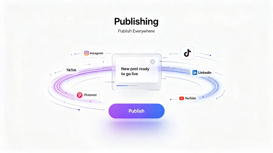 Diagram showing a single post covering multiple social platforms