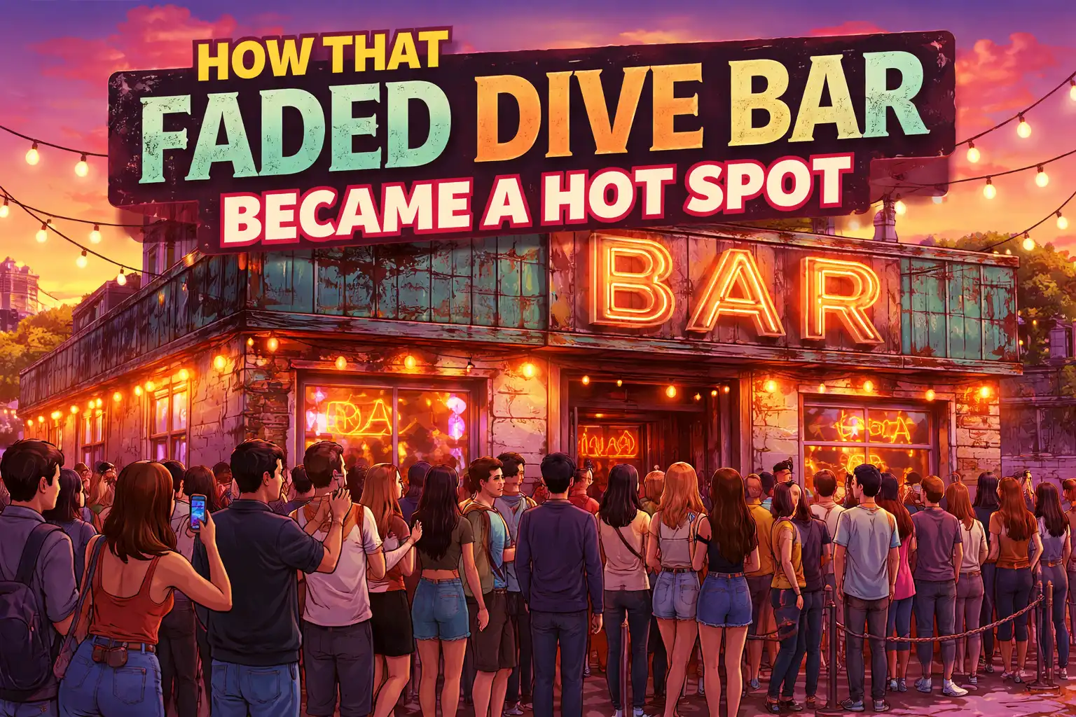 How the Bar Whose Signage Faded Became a Queued Photo-Op Spot