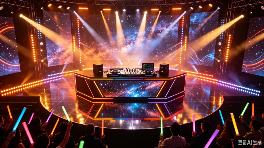 DJ stage lighting atmosphere