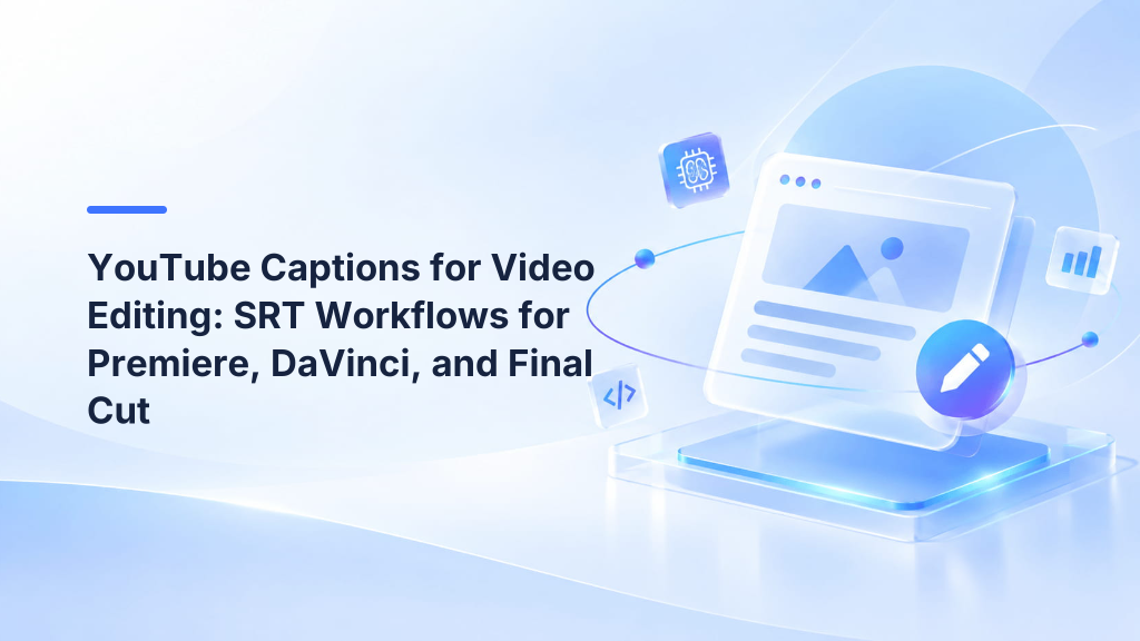 YouTube Captions for Video Editing: SRT Workflows for Premiere, DaVinci, and Final Cut