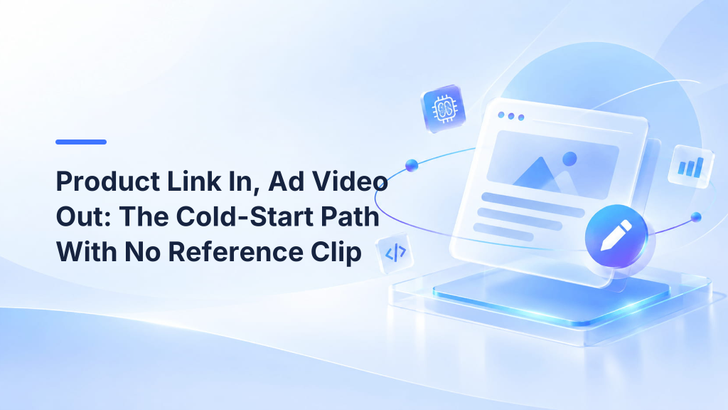 Product Link In, Ad Video Out: The Cold-Start Path With No Reference Clip