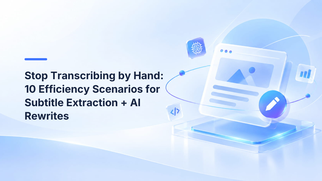 Stop Transcribing by Hand: 10 Efficiency Scenarios for Subtitle Extraction + AI Rewrites